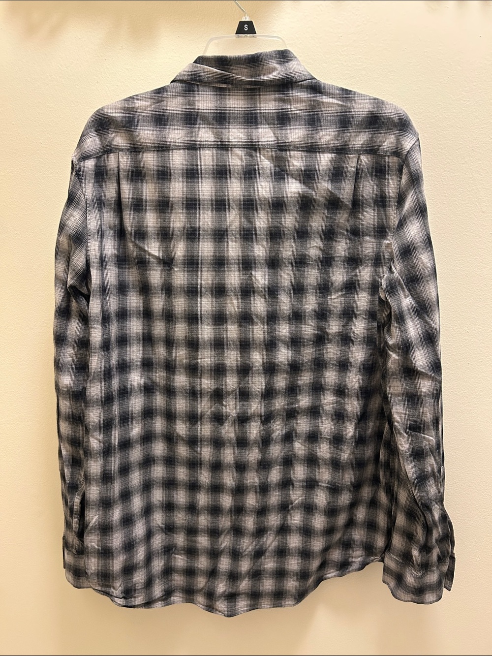 Men’s Michael Kors Black and Gray Plaid Button-Down Shirt - Picture 2 of 3